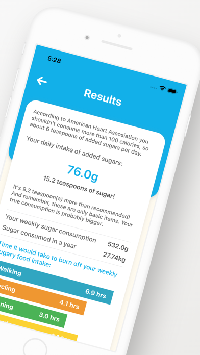 Sugar Intake Calculator Screenshot