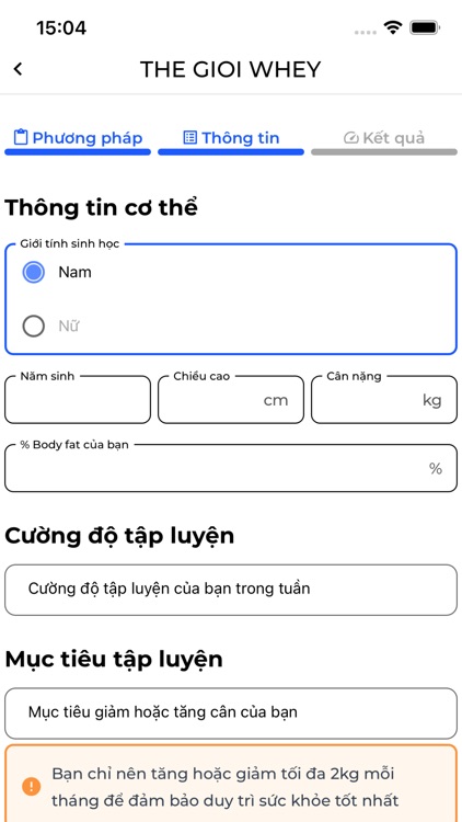 Thegioiwhey TDEE Calculator
