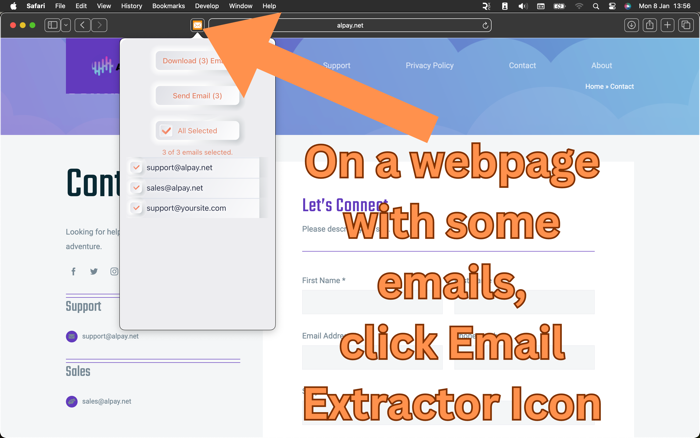 Email Extractor for Safari