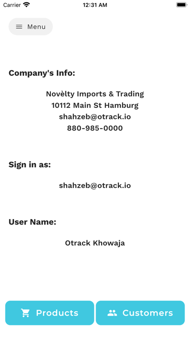 Otrack Invoice Screenshot