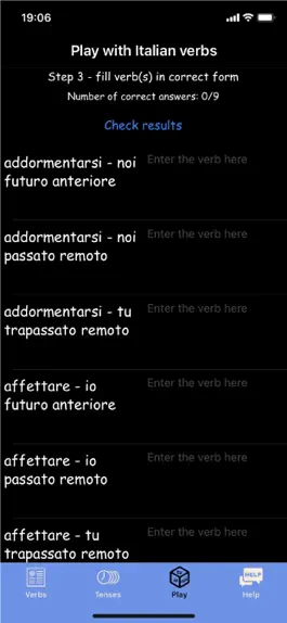 Game screenshot Play with Italian verbs hack
