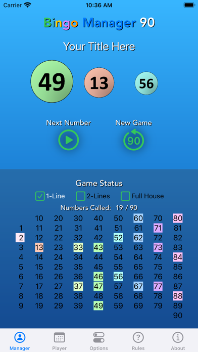 Screenshot 1 of Bingo Manager 90 App