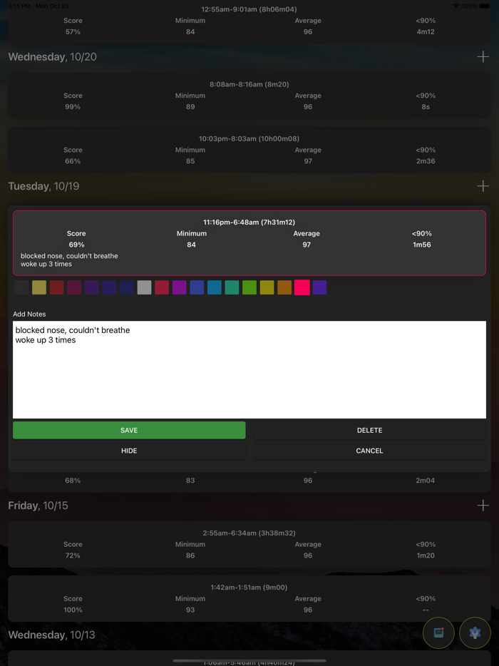 Health Diary - Pulse-SpO2 Log