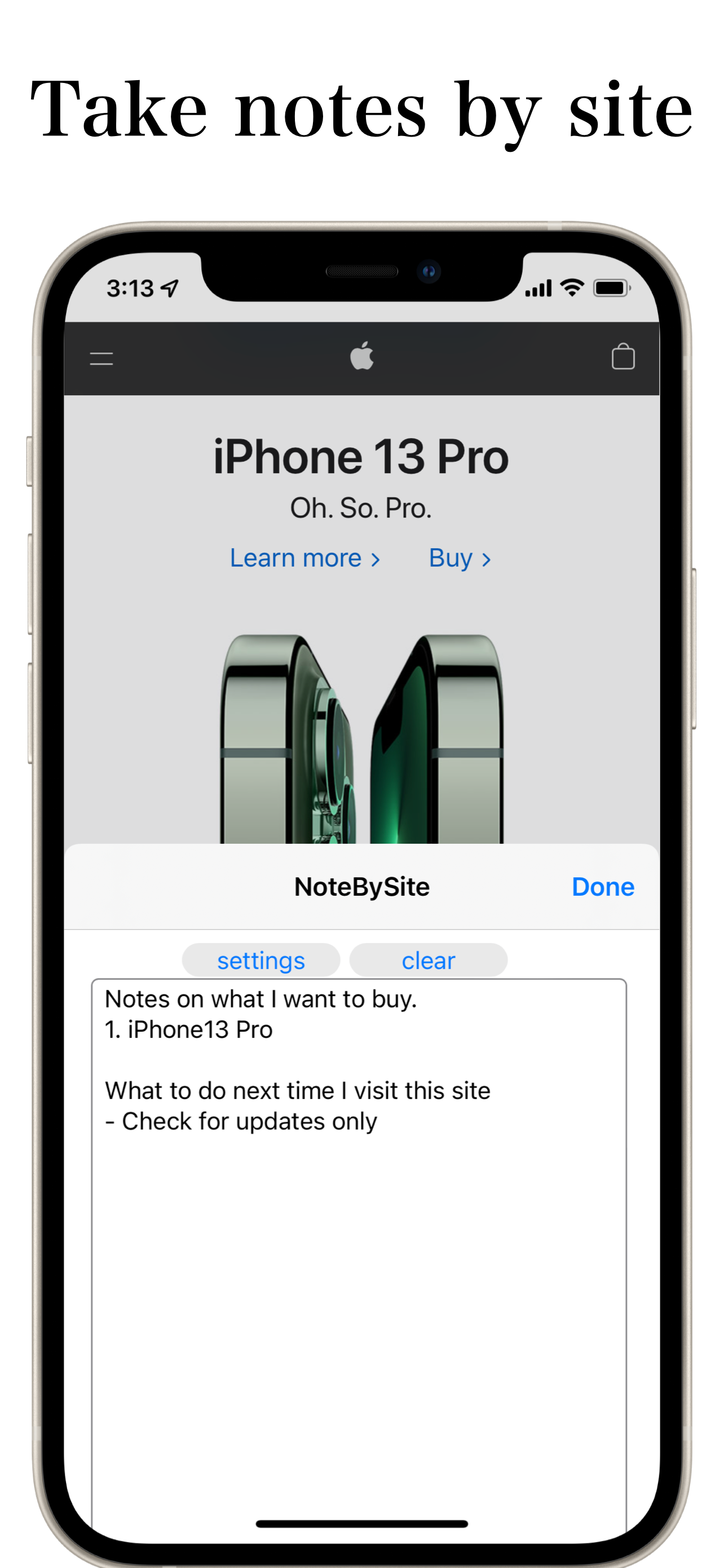 Note By Site for Safari
