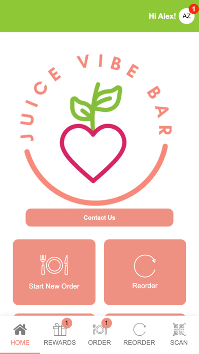 Juice Vibe Bar App Screenshot