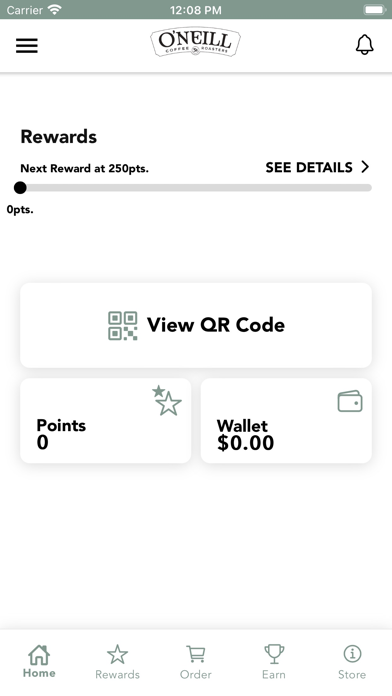 ONeill Coffee Rewards Screenshot