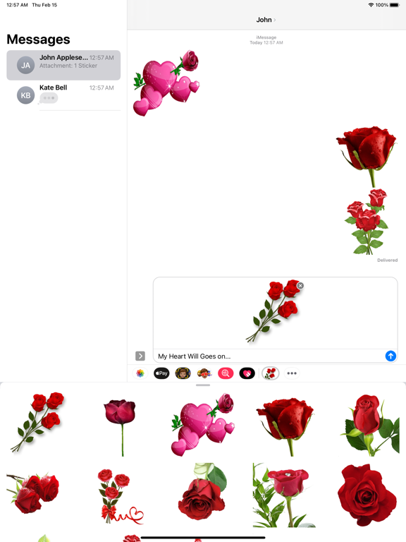 RoseDay Flower of Love Sticker iPad screenshot 1 - Stickers app