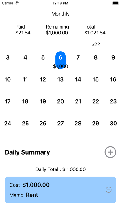 Bill Calendar Screenshot
