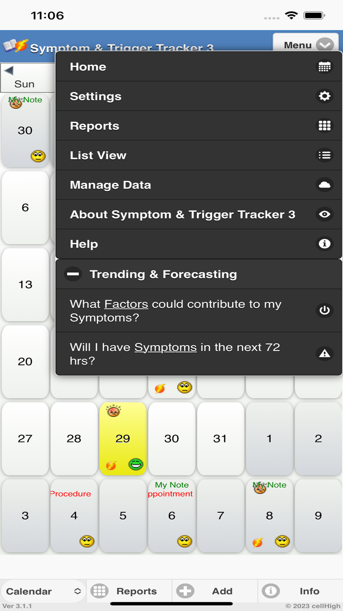 Symptom Trigger Tracker 3
