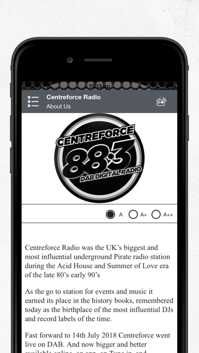 Centreforce Radio Screenshot