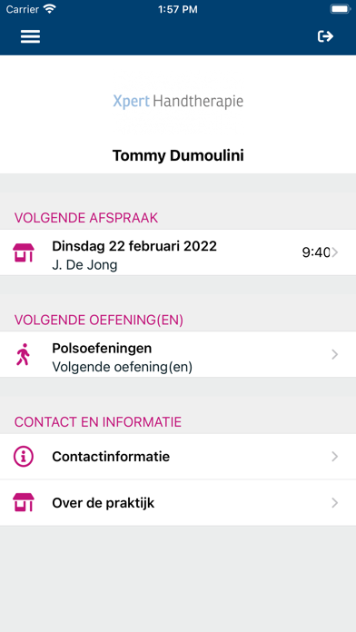 Xpert Handtherapie Screenshot