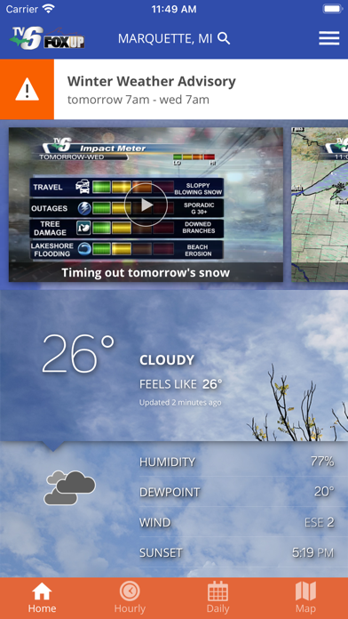 TV6 & FOX UP Weather Screenshot