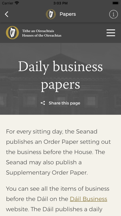 Houses of the Oireachtas Screenshot