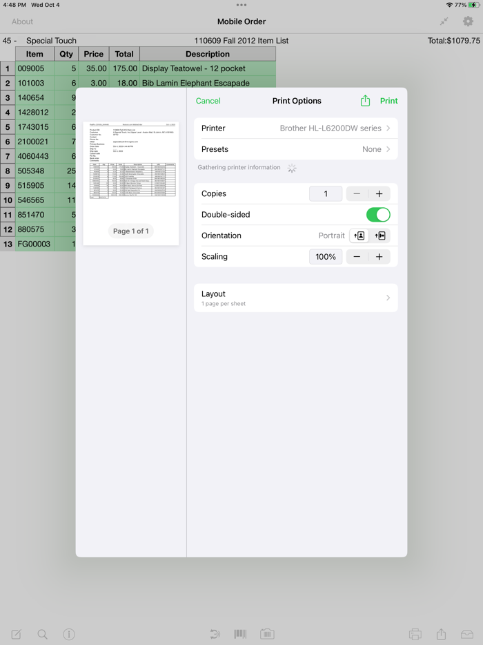 Cloud-In-Hand® Mobile Order