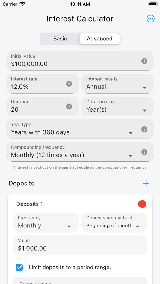 #4. Compound Interest Simulator (iOS) 由: Andre Leite Barbosa Costa