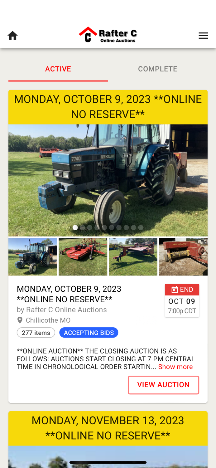 Rafter C Online Auctions