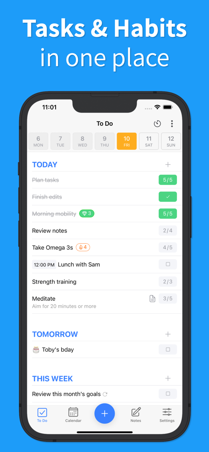 Motidayt Habits Tasks Goals