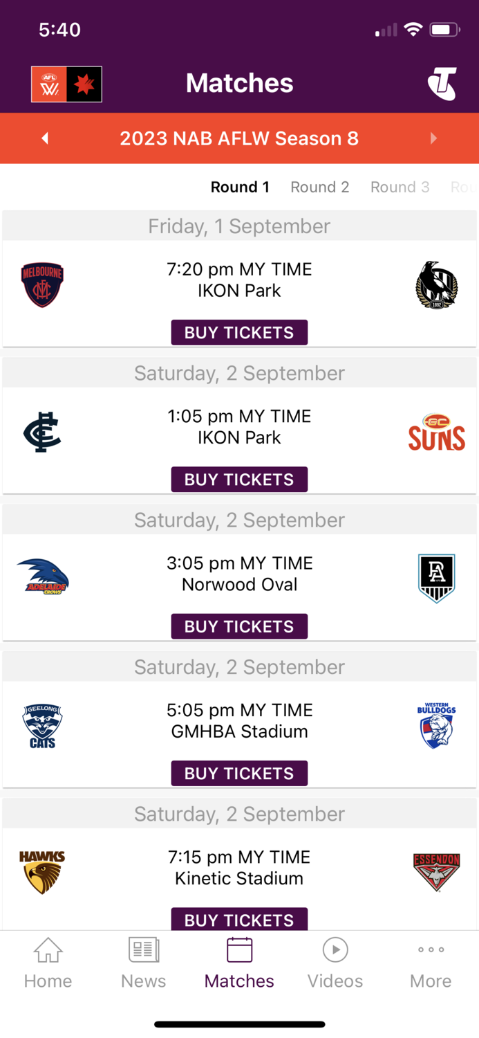 AFLW Official App