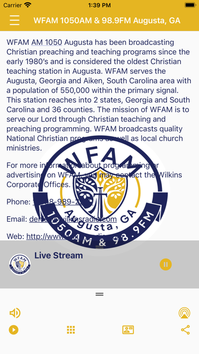 WFAM AM1050 & FM98.9 Radio Screenshot