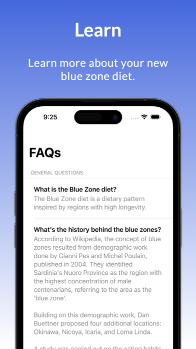 Blue Zone Diet Screenshot