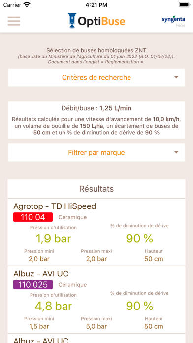 Syngenta Optibuse Screenshot