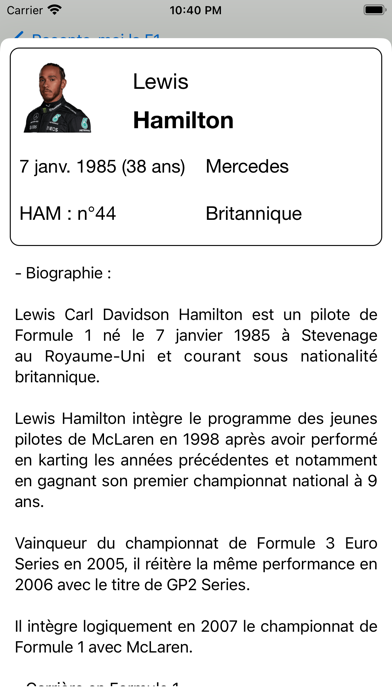 F Info Screenshot