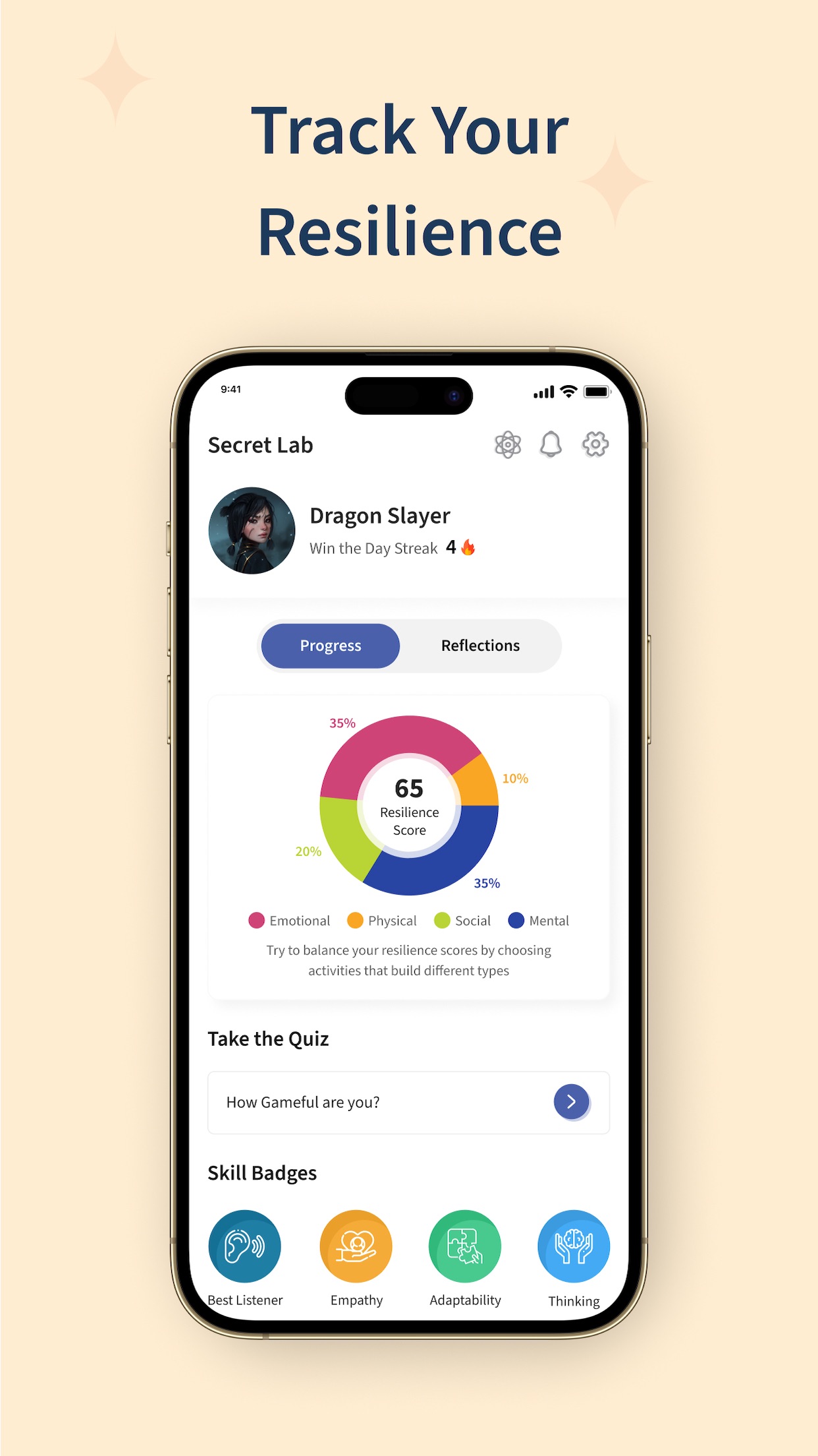 Screenshot do app SuperBetter: Mental Health