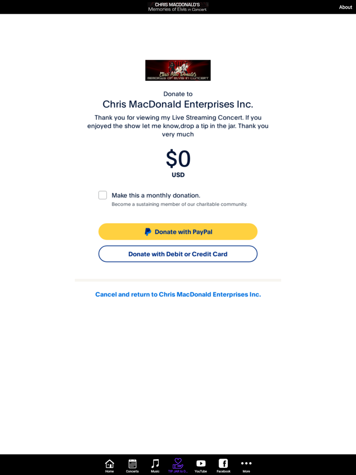 Chris MacDonald Elvis Concert