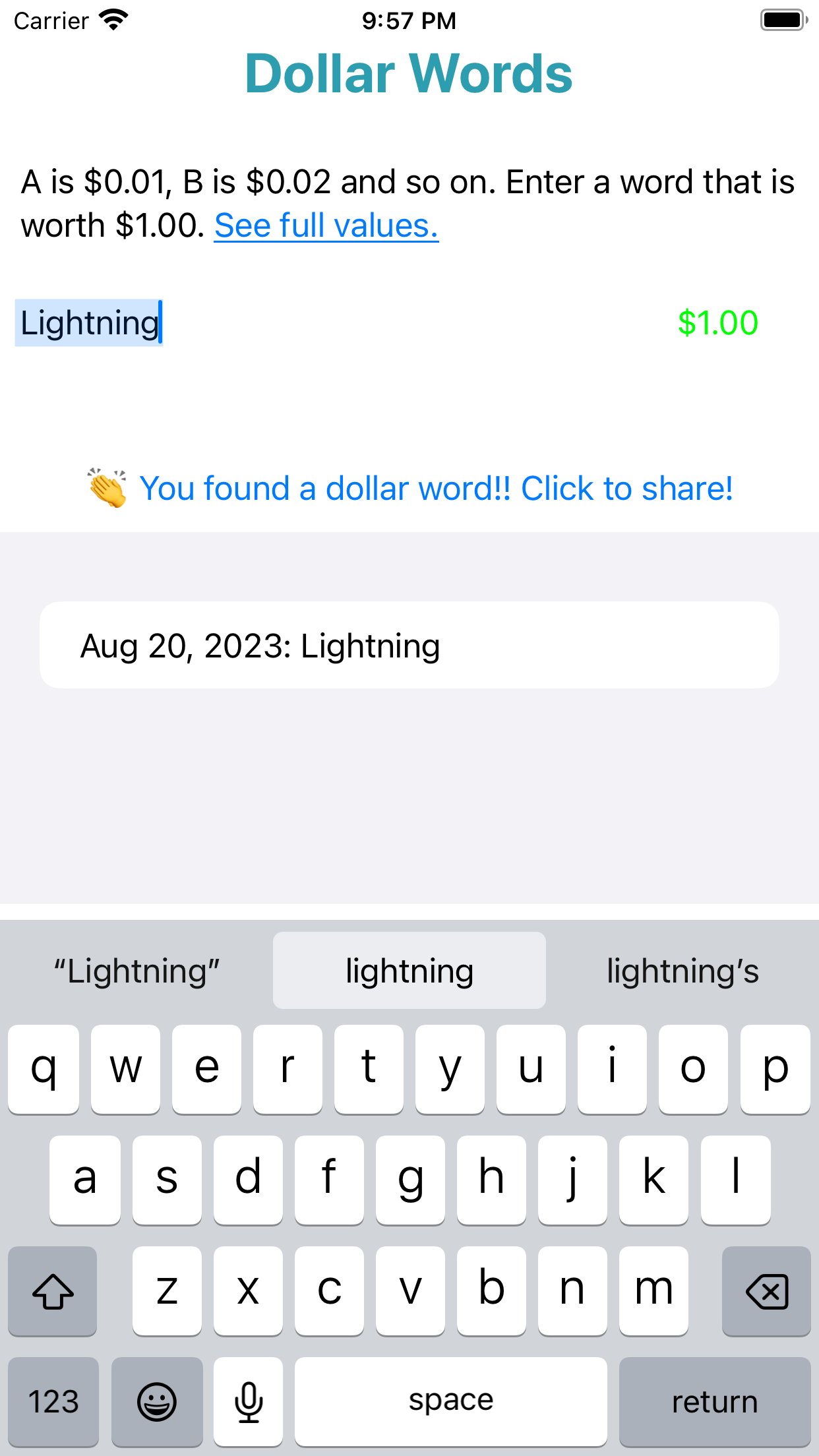 Dollar Words