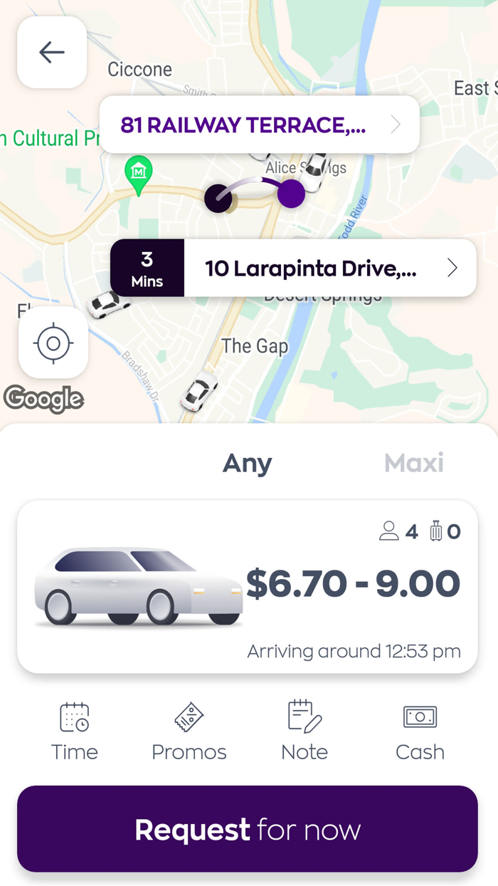 Alice Springs Taxi Booking App