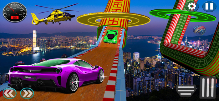 Mega ramp racing car jumping