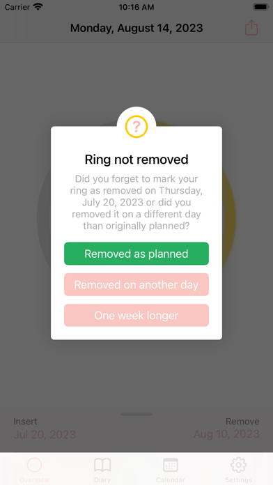 MyRing - contraceptive ring Screenshot