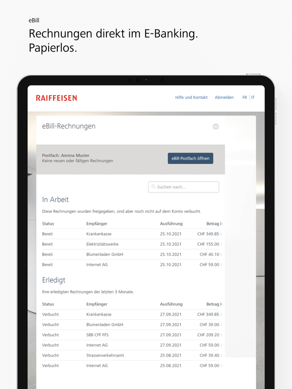 Raiffeisen E-Banking iPad screenshot 4 - Finance app