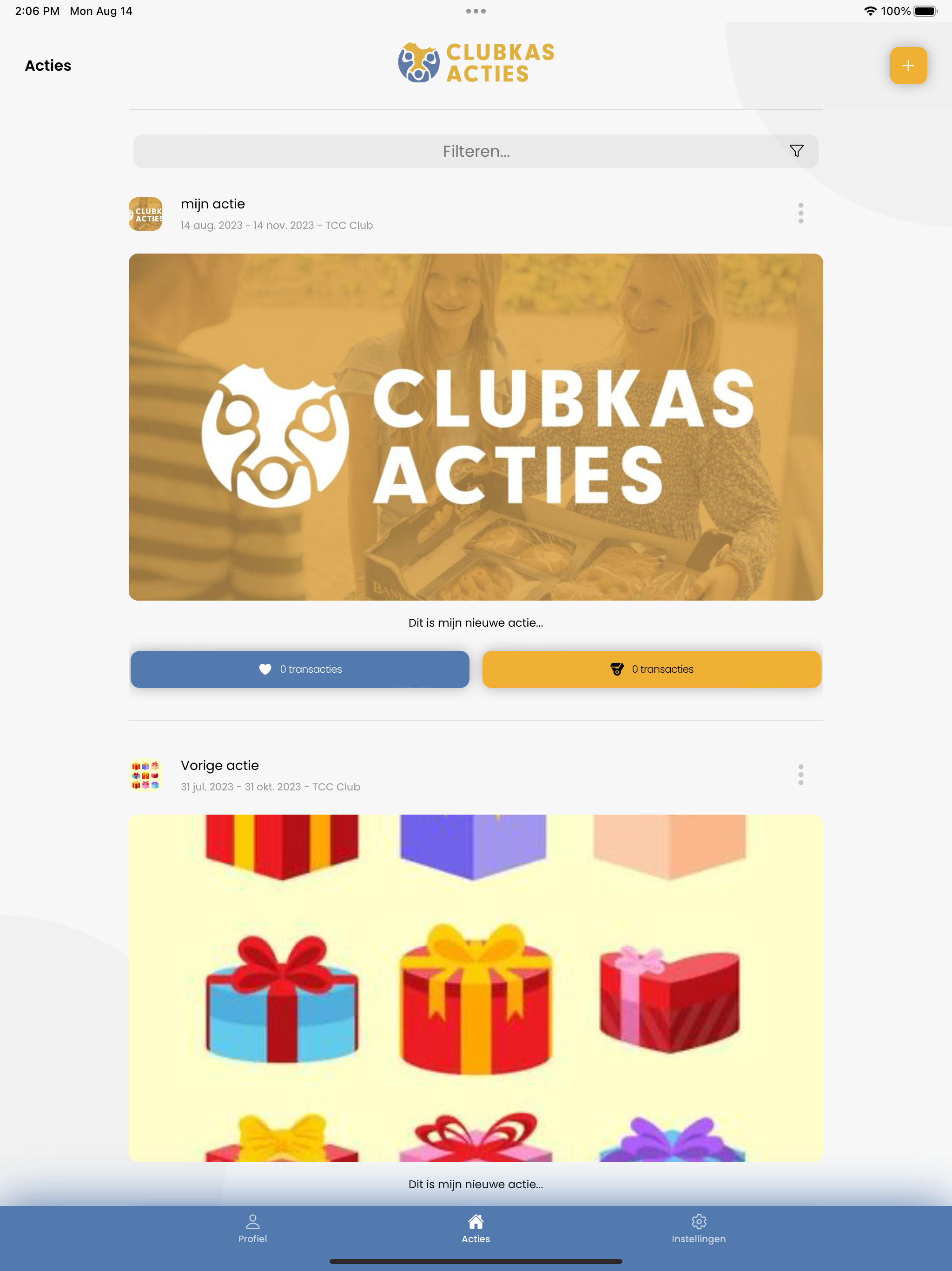 Clubkas-acties