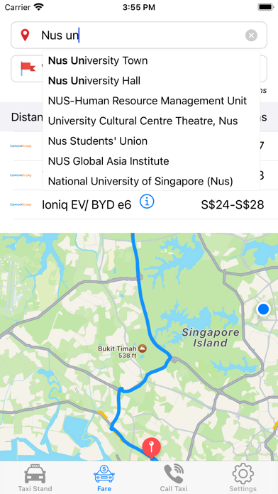 Singapore Taxi Fare and Stand Screenshot