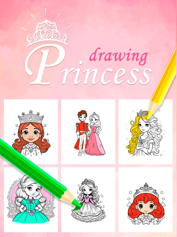 Drawing princess learning game iPad screenshot 1 - Entertainment app