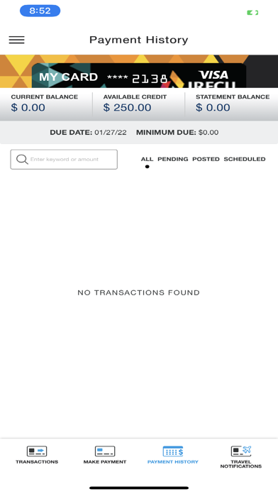 IRFCU Credit Card Screenshot