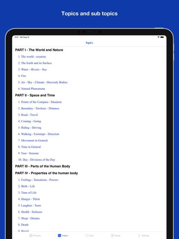 Latin Phrasebook iPad screenshot 4 - Reference app