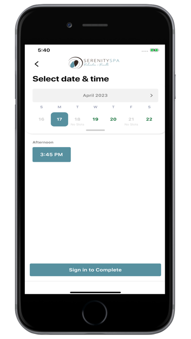 Serenity Spa Mobile Screenshot