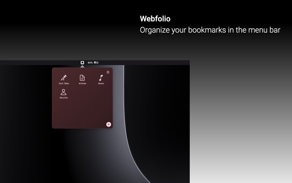 #1. Webfolio: Menu Bar Bookmarks (macOS) Podle: Xeption I/O