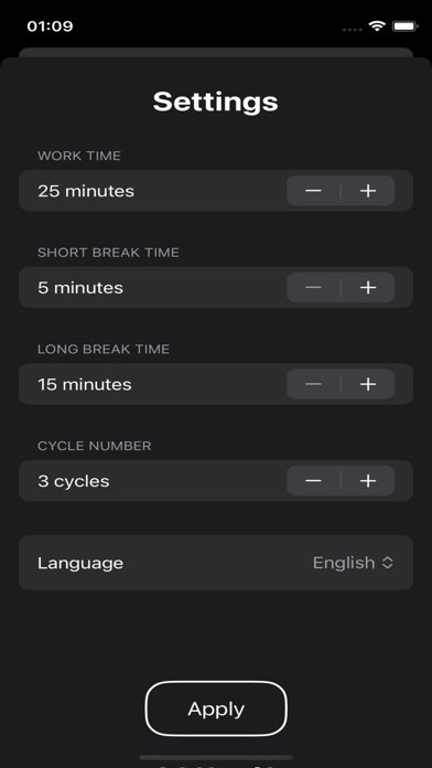 Basic Pomodoro Timer Screenshot