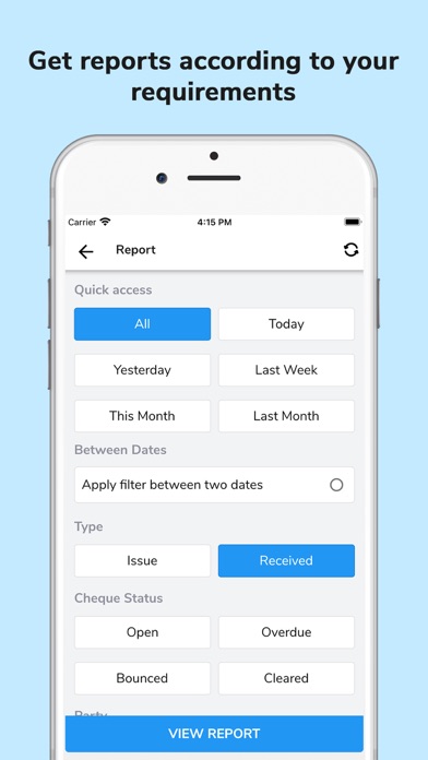 Chequebook Ledger Screenshot
