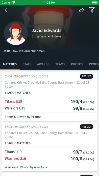 St. Kitts Cricket Association Screenshot