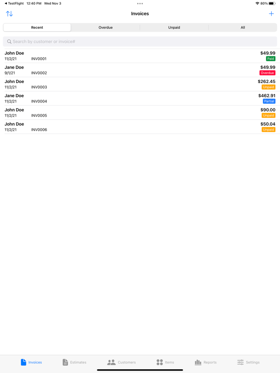 EZ Invoices iPad screenshot 1 - Business app