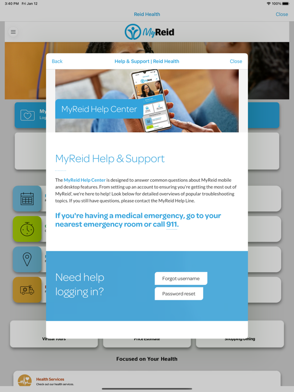MyReid iPad screenshot 2 - Medical app