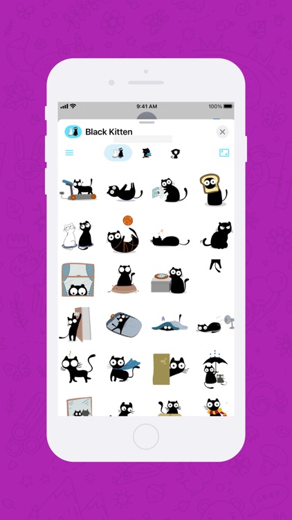 Black Kitten Animated Stickers