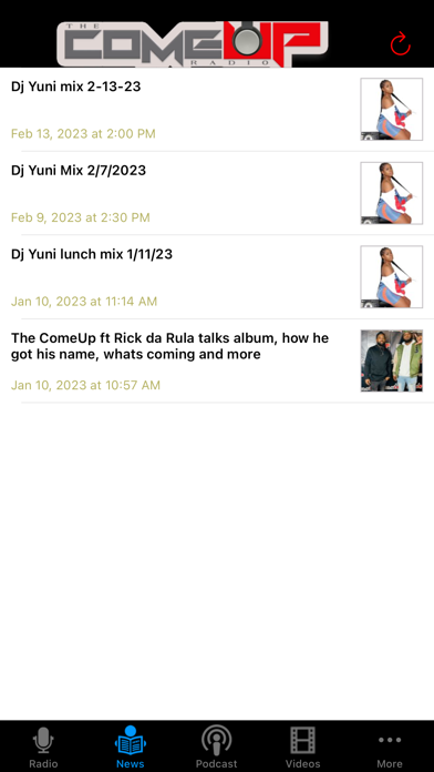The ComeUp Radio Station Screenshot