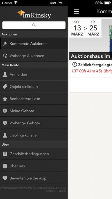 Kinsky Auctions Screenshot