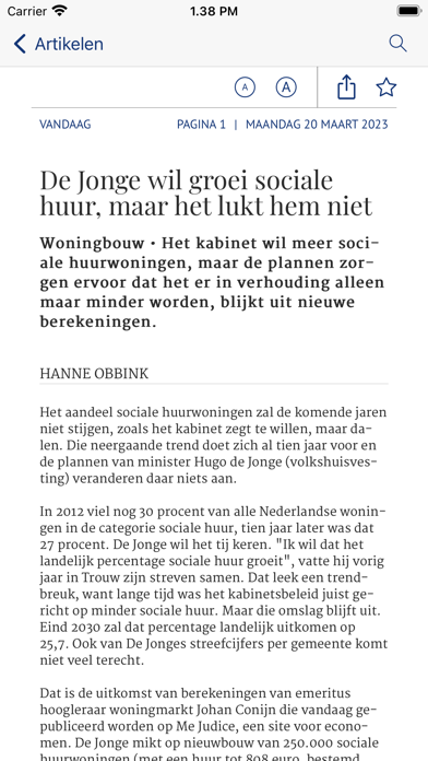 Trouw digitale krant Screenshot