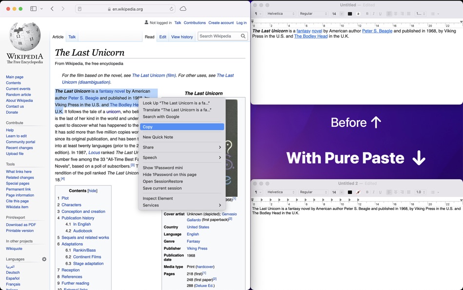 #1. Pure Paste (macOS) 来自: Sindre Sorhus